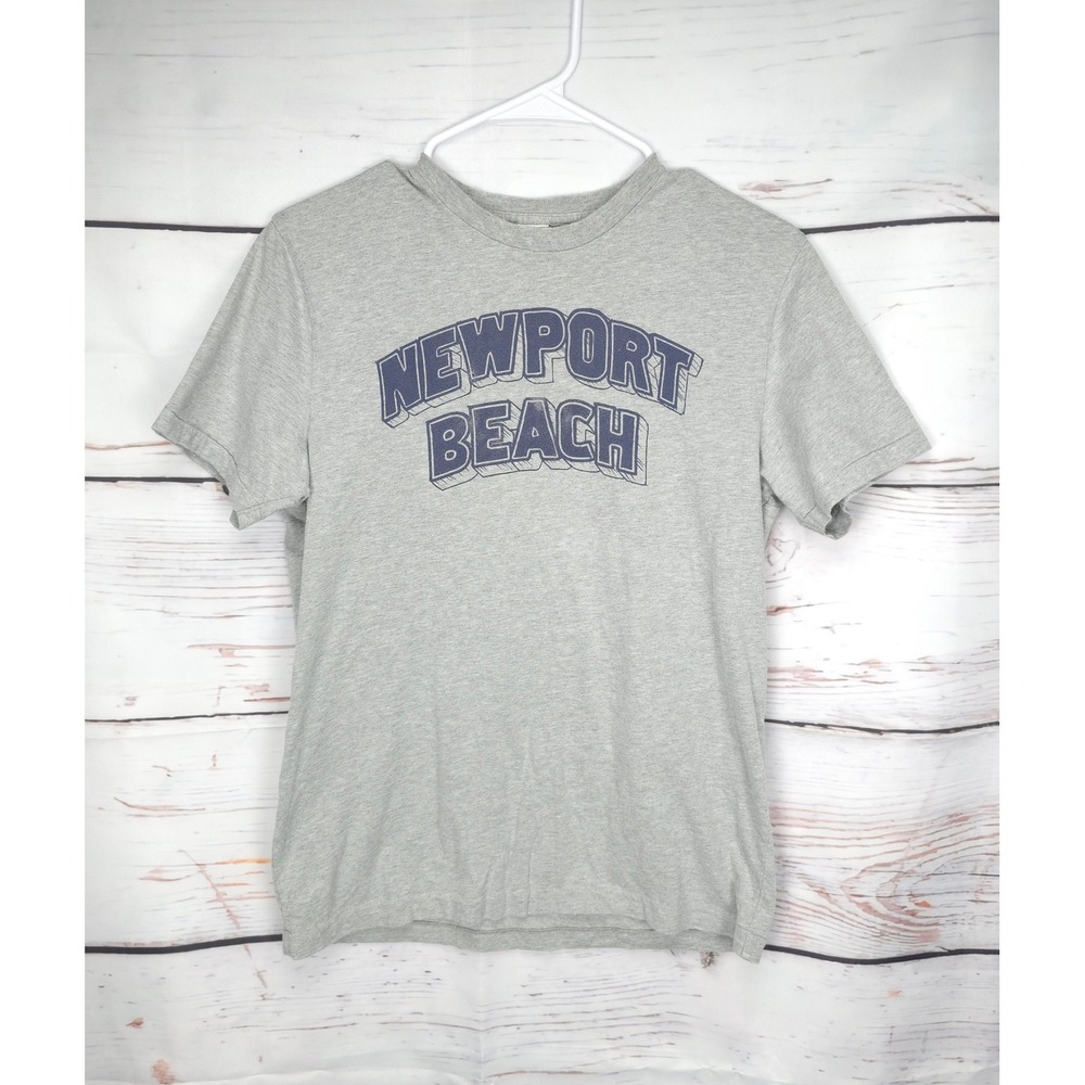 Y2K Vintage Hollister Company Newport Beach‎ Graphic T Shirt Gray Short Sleeve M